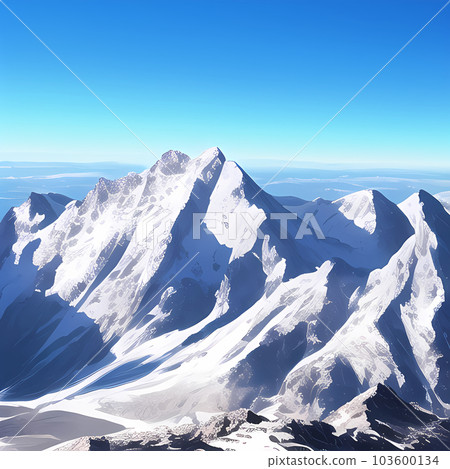 與藍天和美麗的白色雪山的風景 103600134