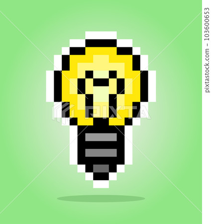 8 bit pixel light bulb. game asset object in vector illustration. 8 bit pixel light bulb. game asset object in vector illustration. 103600653