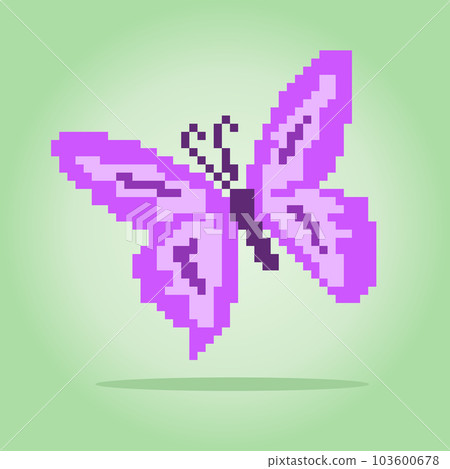 Pixel 8 bit butterfly. Animal for game assets in vector illustration. 103600678