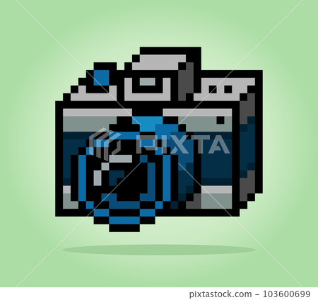 Vintage 8 bit camera pixel art. Vector illustration of camera cross stitch pattern. 103600699