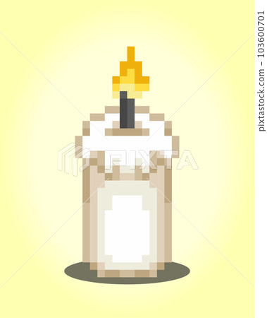 8 bit pixel candle. object items for game assets in vector illustration. 103600701