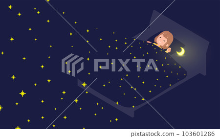 A set of casual fashion women sleeping in the starry sky 103601286