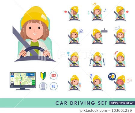 Casual fashion women's set driving a car 103601289