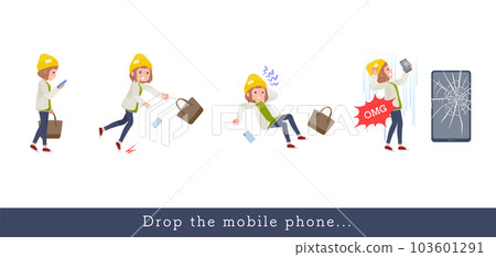 A set of casual fashion women who drop their smartphones 103601291