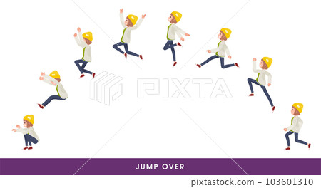 A set of casual fashion women who jump over big 103601310