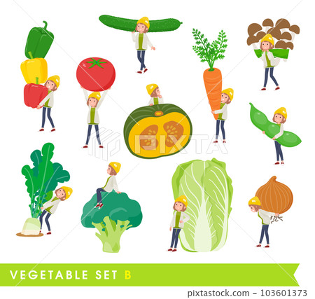 一組蔬菜休閒時尚女性。 B型 103601373