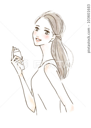 Woman holding a spray bottle Skin measures and beauty care 103601683