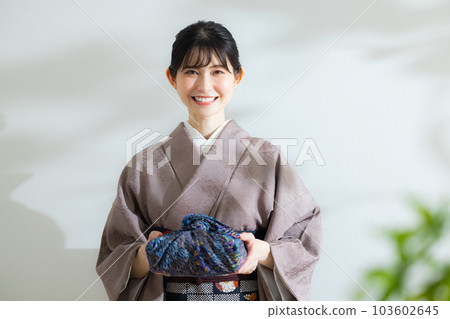 Charcoal gray plain kimono furoshiki 103602645