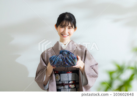 Charcoal gray plain kimono furoshiki 103602648