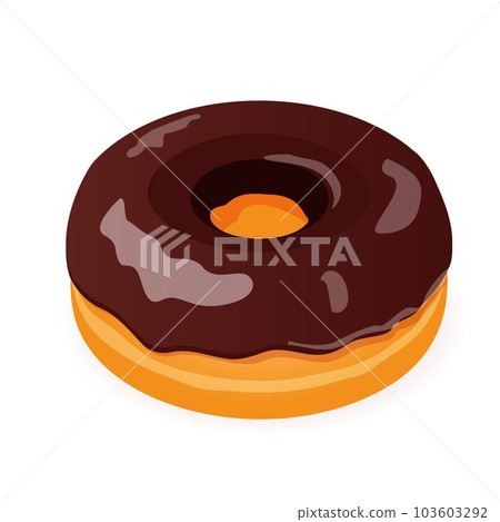 Chocolate donut isometric cartoon on white background. Chocolate doughnut vector. Chocolate donut isometric cartoon on white background. Chocolate doughnut vector. 103603292