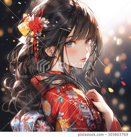 Woman in kimono coming-of-age ceremony | woman in kimono Generative AI 103603769