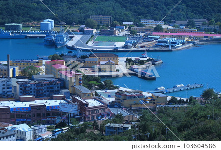 Port of Lushun as seen from the observatory on 203 Hill: Chinese naval base with old architecture Port of Lushun as seen from the observatory on 203 Hill: Chinese naval base with old architecture 103604586