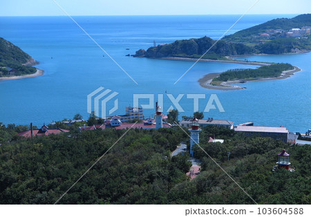 Port of Lushun as seen from the observatory on 203 Highlands: narrow port entrance Port of Lushun as seen from the observatory on 203 Highlands: narrow port entrance 103604588