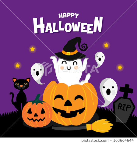 Halloween greeting card Vector Illustration Halloween greeting card Vector Illustration 103604644