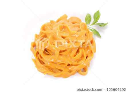 蝦味番茄奶油醬意大利面亮背景寬麵意大利面 蝦味番茄奶油醬意大利面亮背景寬麵意大利面 103604892