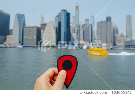 red marker at the Financial District, New York 103605142