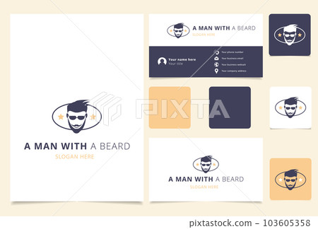 A man with a beard logo design with editable slogan. Branding book and business card template. A man with a beard logo design with editable slogan. Branding book and business card template. 103605358