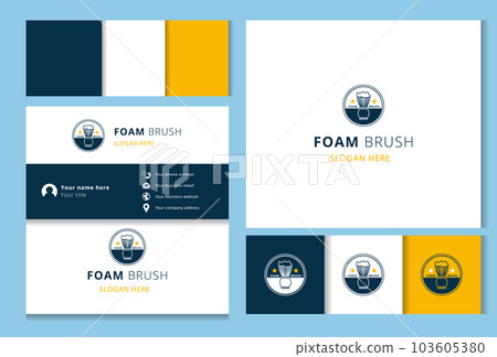 Foam brush logo design with editable slogan. Branding book and business card template. 103605380