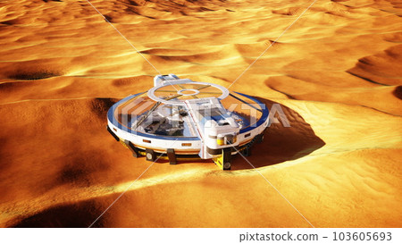 Monumental glass orb building standing alone in the middle of nowhere 103605693