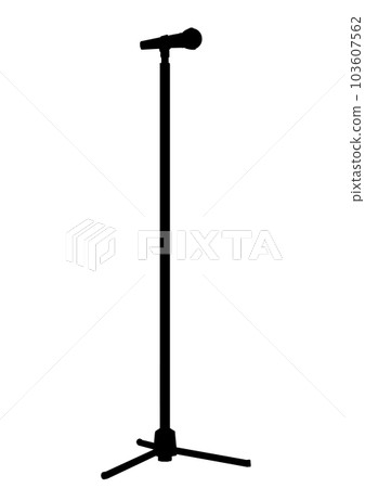 Black and white silhouette illustration of stand microphone Black and white silhouette illustration of stand microphone 103607562