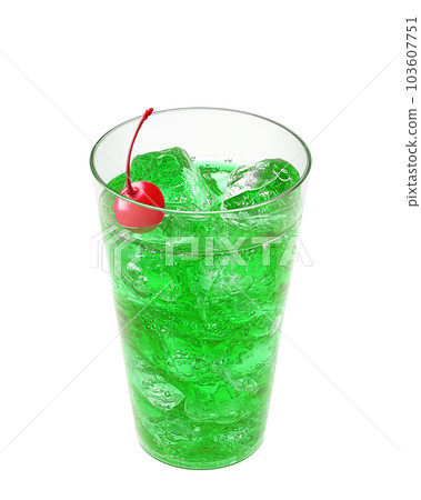 Illustration real of melon soda in a glass 103607751