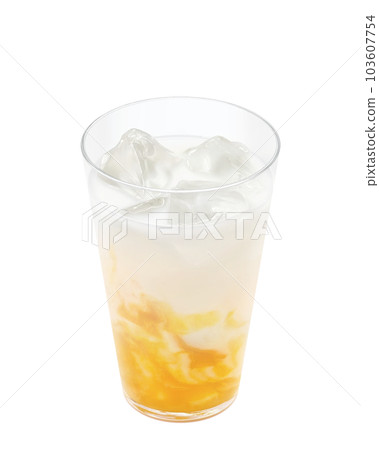Illustration real of mango lassi in a glass Illustration real of mango lassi in a glass 103607754