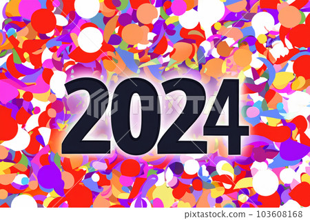 2024. New Year, 2024. Numbers on a background of confetti. Horizontal design. Happy New Year 2024. 2024. New Year, 2024. Numbers on a background of confetti. Horizontal design. Happy New Year 2024. 103608168