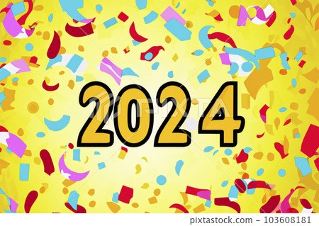 2024. New Year, 2024. Numbers on a background of confetti. Horizontal design. Happy New Year 2024. 2024. New Year, 2024. Numbers on a background of confetti. Horizontal design. Happy New Year 2024. 103608181