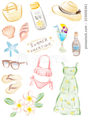 Beach resort illustration watercolor style Beach resort illustration watercolor style 103608361