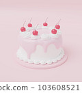 Pink cream cherry cake CG 103608521