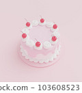 Pink cream cherry cake CG 103608523