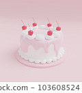 Pink cream cherry cake CG 103608524