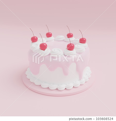 Pink cream cherry cake CG Pink cream cherry cake CG 103608524