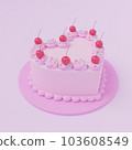 CG of pink heart-shaped cake 103608549