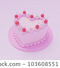 CG of pink heart-shaped cake 103608551