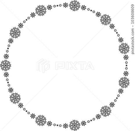 Snowflake circle frame. Winter snowflake round border. Snowflake circle frame. Winter snowflake round border. 103608609
