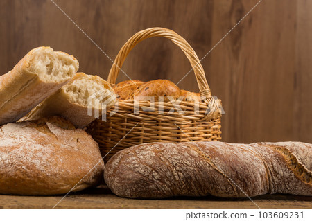 assortment of bread, baking products 103609231