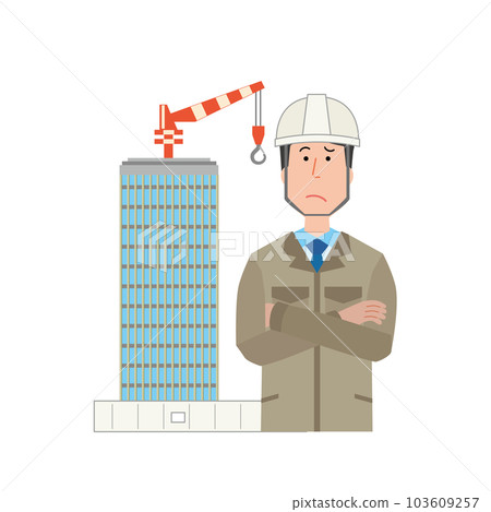 Worried building construction staff 103609257
