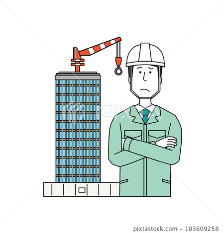 Worried building construction staff 103609258