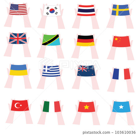 an illustration of the flags of various countries in one's hands an illustration of the flags of various countries in one's hands 103610036