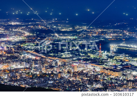 Night view of Kitakyushu seen from Mt. Sarakura Night view of Kitakyushu seen from Mt. Sarakura 103610317