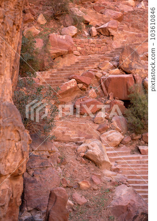 Petra, Jordan, staircase carved in the rocks 103610846