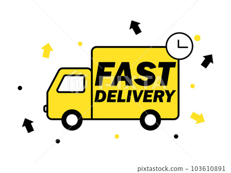 Fast delivery service badge with truck. Fast...-插圖素材 [103610891] - PIXTA圖庫