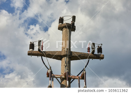 Electric line column broken grid Electric line column broken grid 103611362