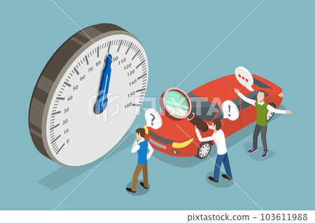 3D Isometric Flat Vector Conceptual Illustration of Speedometer 103611988