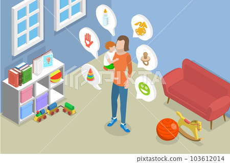 3D Isometric Flat Vector Conceptual Illustration of Babysitter 103612014