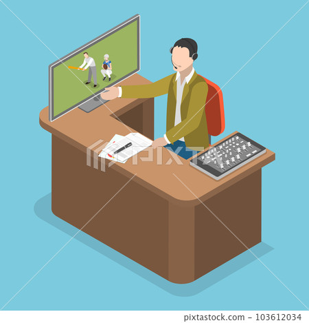 3D Isometric Flat Vector Conceptual Illustration of Sports Commentator 3D Isometric Flat Vector Conceptual Illustration of Sports Commentator 103612034