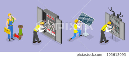 3D Isometric Flat Vector Conceptual Illustration of Electrical Utility Delivery 103612093