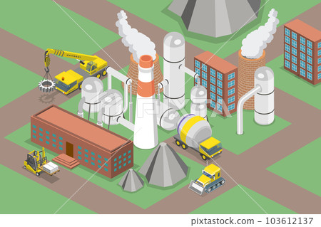 3D Isometric Flat Vector Conceptual Illustration of Cement Manufactoring 103612137