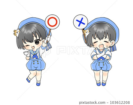 Girl with correct and incorrect tags 103612208